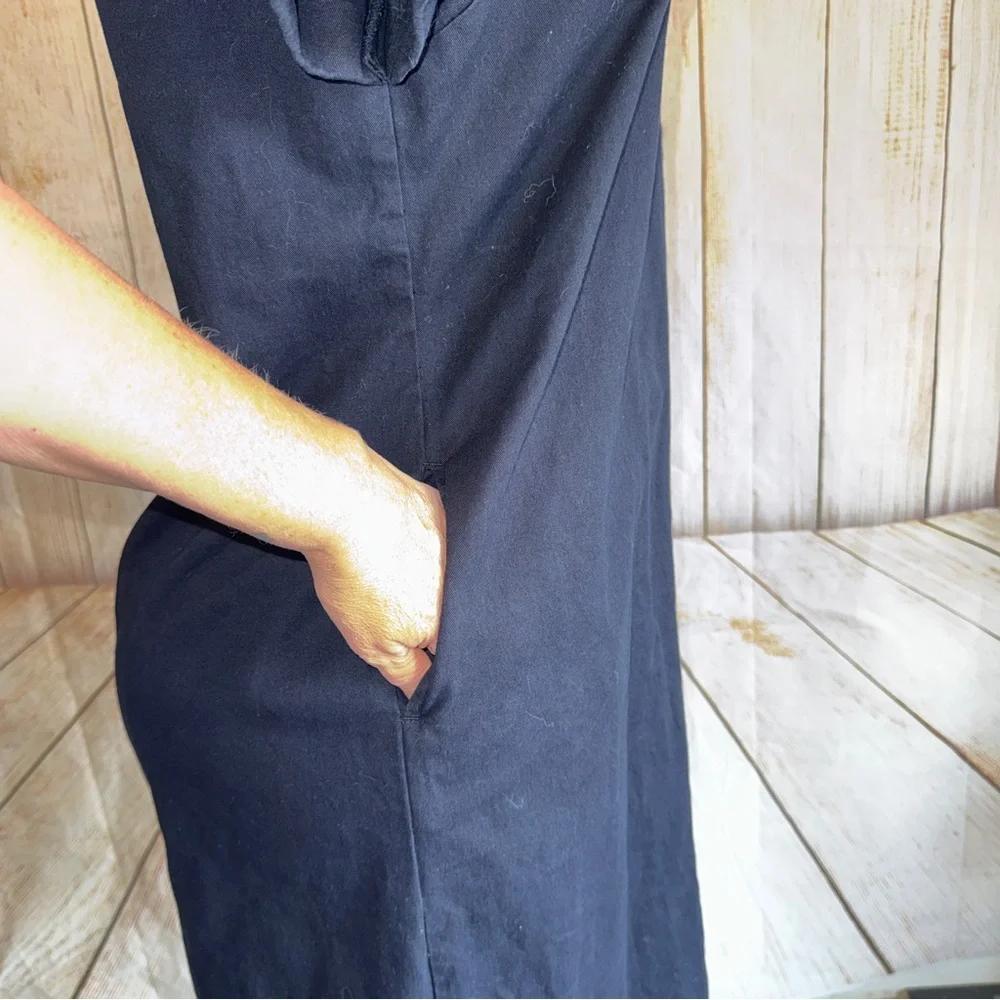 CHADWICKS Vintage Button Front Shirt Dress, Cotton, Safari Navy Sz 16 90s - Picture 5 of 12